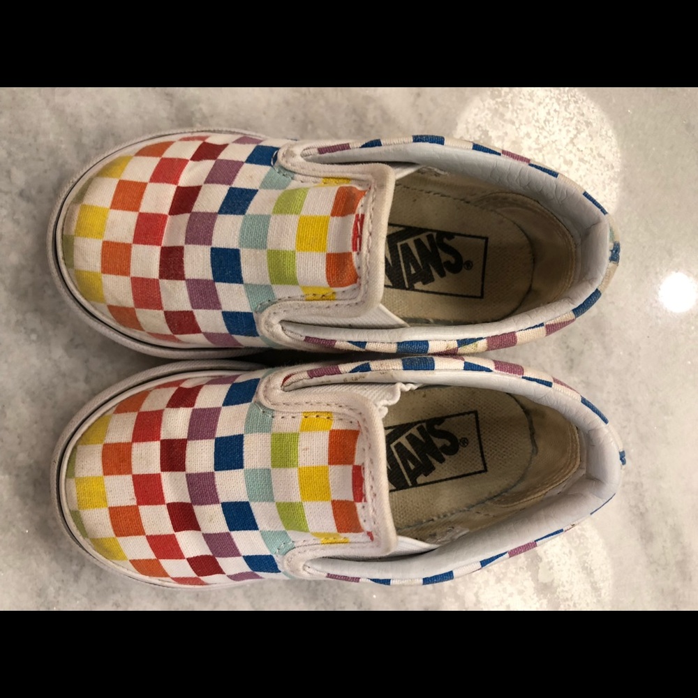 Vans Rainbow Checker Slip On Sneakers sz 6